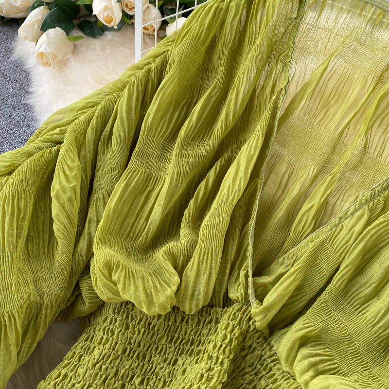 Draped Chiffon Blouset V-Neck