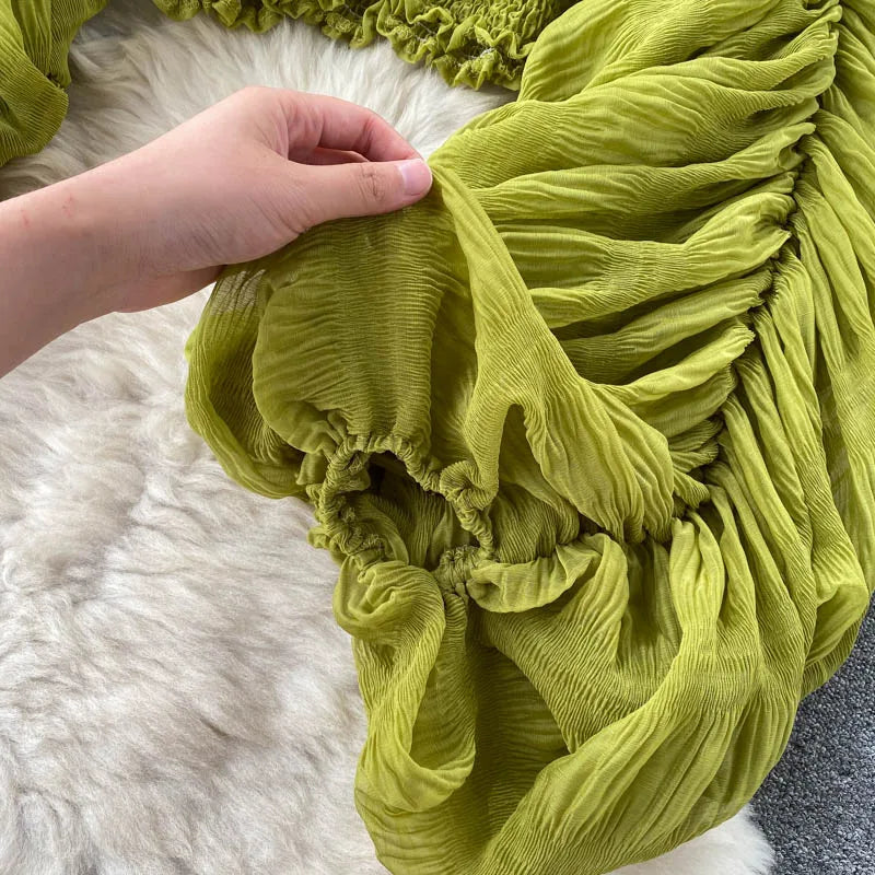 Draped Chiffon Blouset V-Neck