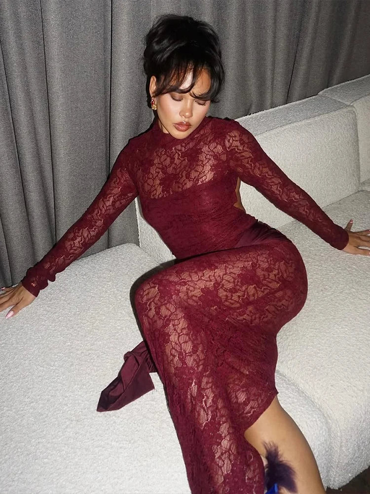 Long Sleeves Backless Patchwork Dress