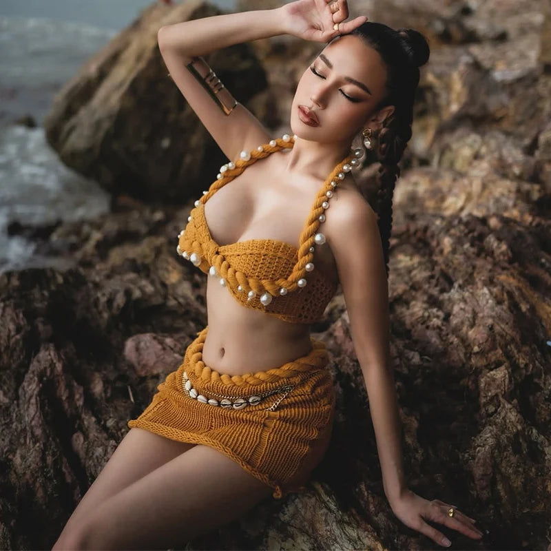 Halter Bikini Skirt Sets Crochet