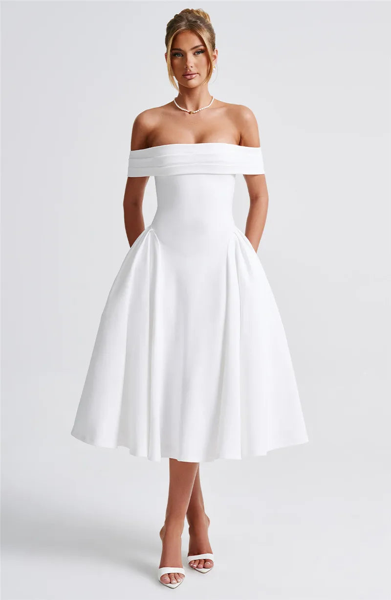 Off-shoulder Backless Midi dress
