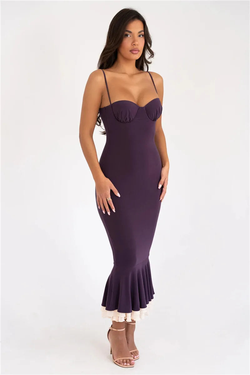 Elegant Square Collar Floor-Length Dress