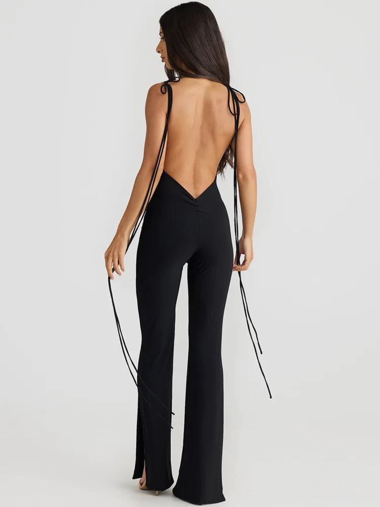 Lace-up Irregularity Long Jumpsuit