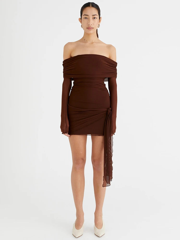 Off-shoulder Long Sleeve Bodycon Dress