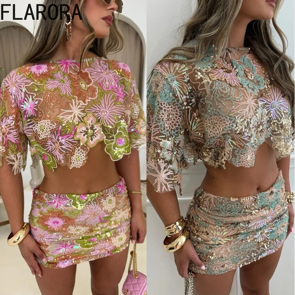Luxury Embroidery Sequined 2pcs Sets