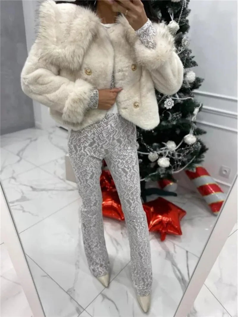 Lace Print Long Sleeve Jumpsuits
