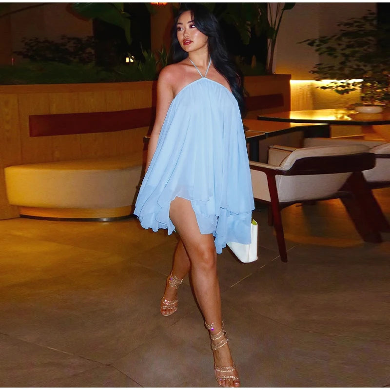 Halter Backless Short  Mini Dress
