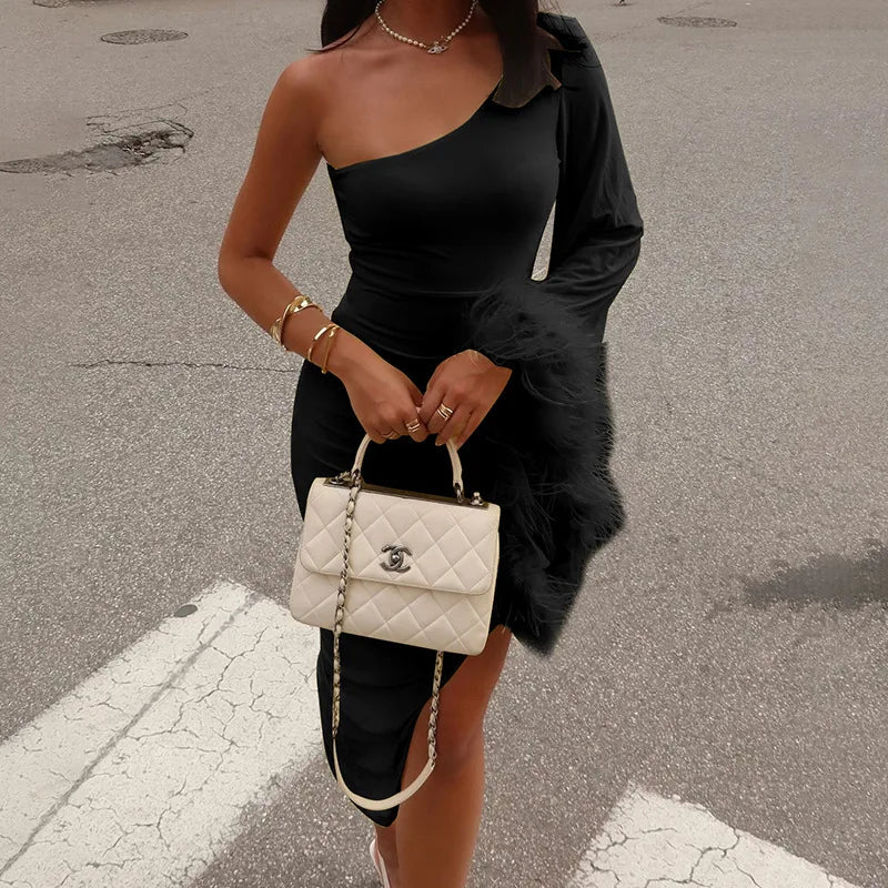 Shoulder Backless Sexy Midi Dress