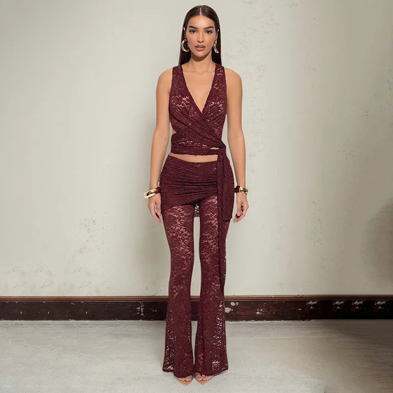 Lace Hollow Out Sexy Pants Sets