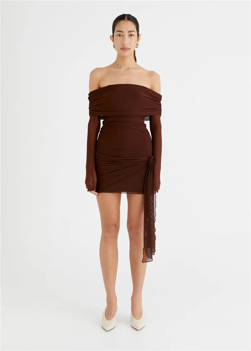 Off-shoulder Long Sleeve Bodycon Dress