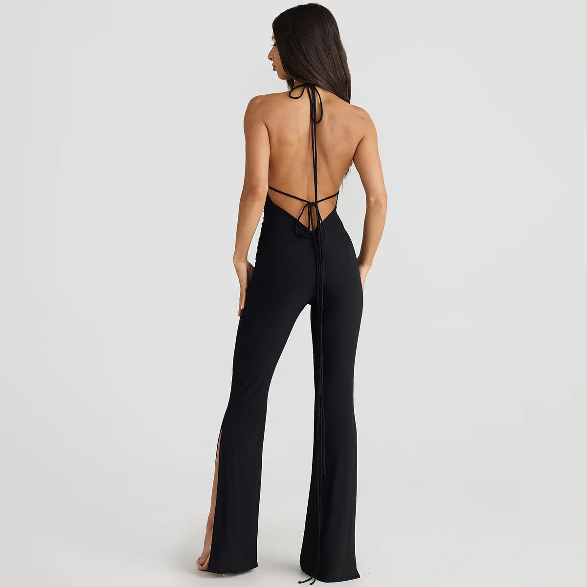 Lace-up Irregularity Long Jumpsuit
