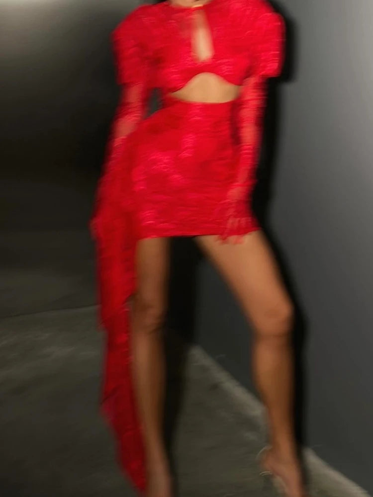 Sexy Gloves Long Sleeves Draped Mini Dress