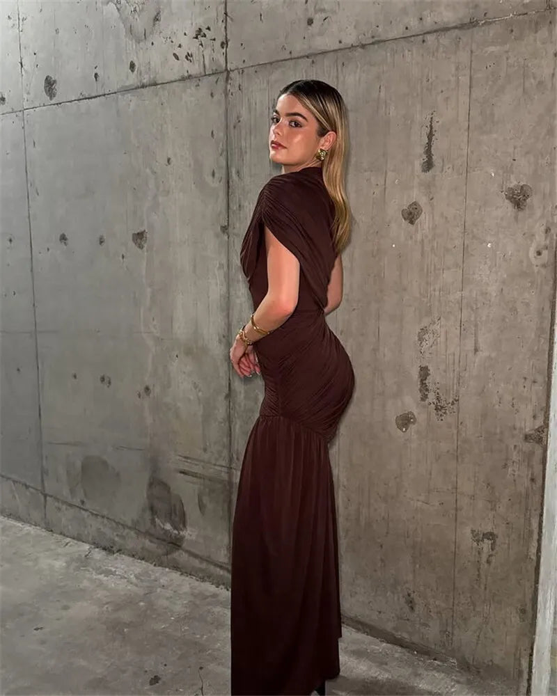 Irregular Draped Ruched Dress