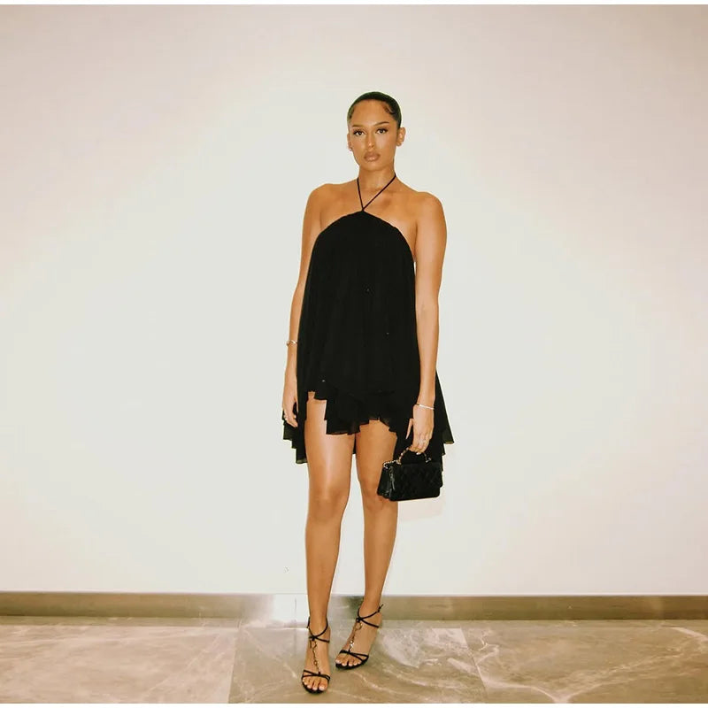 Halter Backless Short  Mini Dress