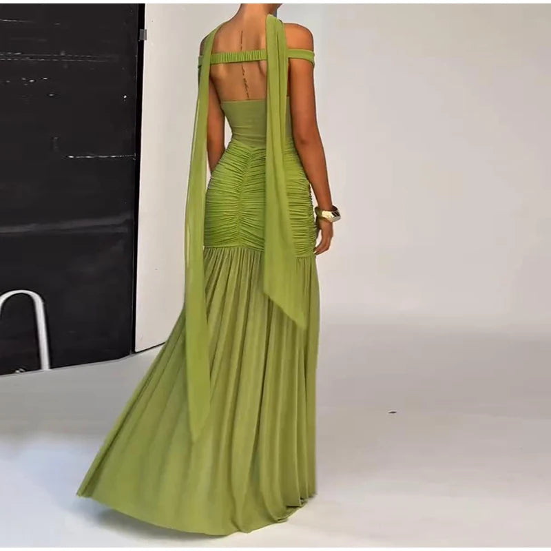 Off-shoulder Backless Maxi Dress