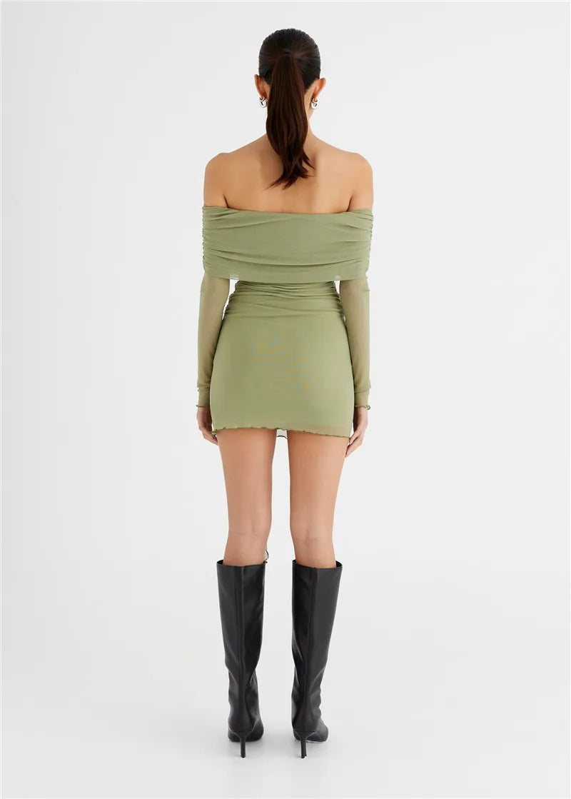 Off-shoulder Long Sleeve Bodycon Dress