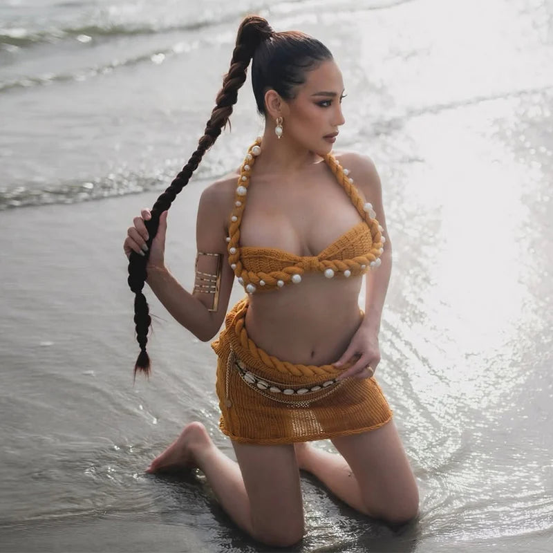 Halter Bikini Skirt Sets Crochet