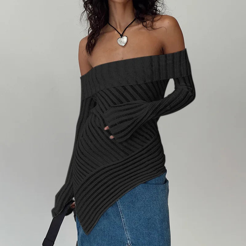 Off-shoulder Backless Long Sleeve Sexy Tops