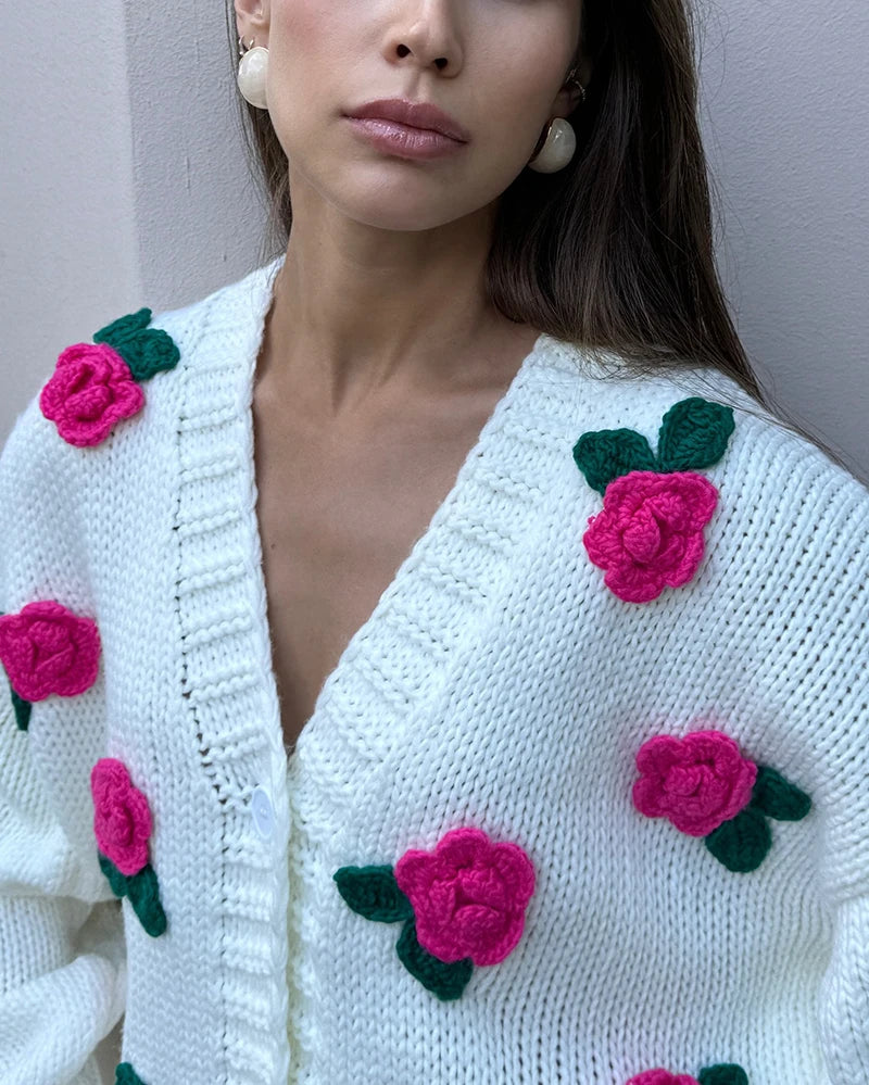 Knit Sweater Cardigans  V Neck Long Sleeve