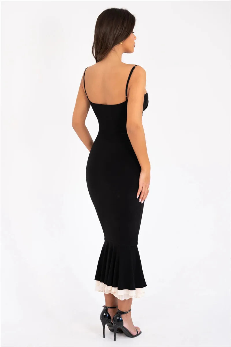 Elegant Square Collar Floor-Length Dress