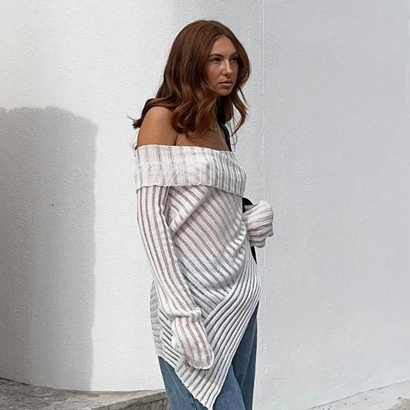 Off-shoulder Backless Long Sleeve Sexy Tops