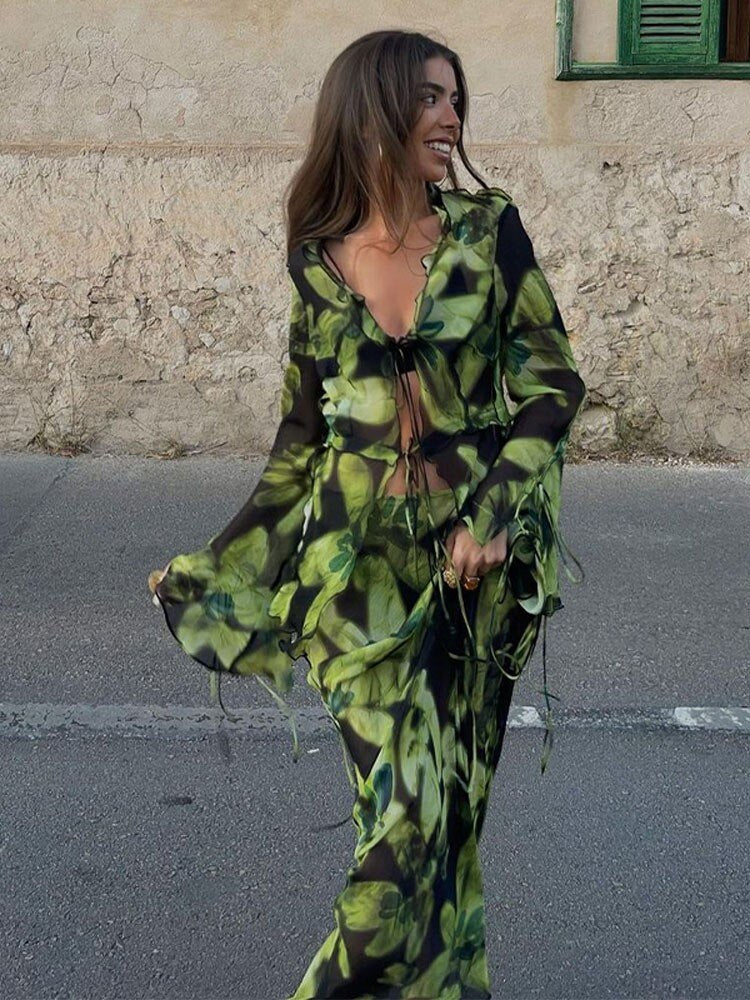 Beach Print Maxi Dress