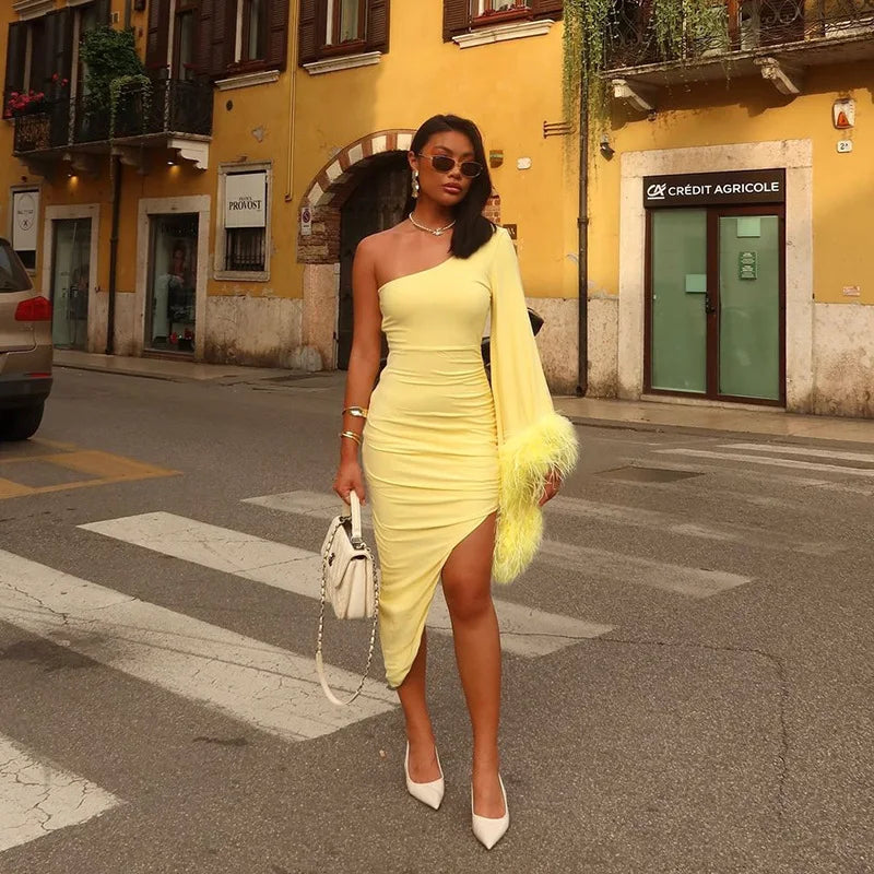 Shoulder Backless Sexy Midi Dress