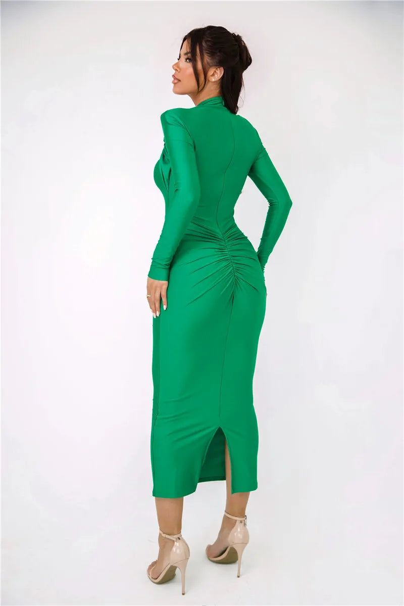 Hollow Out Long Sleeve Sexy Maxi Dress