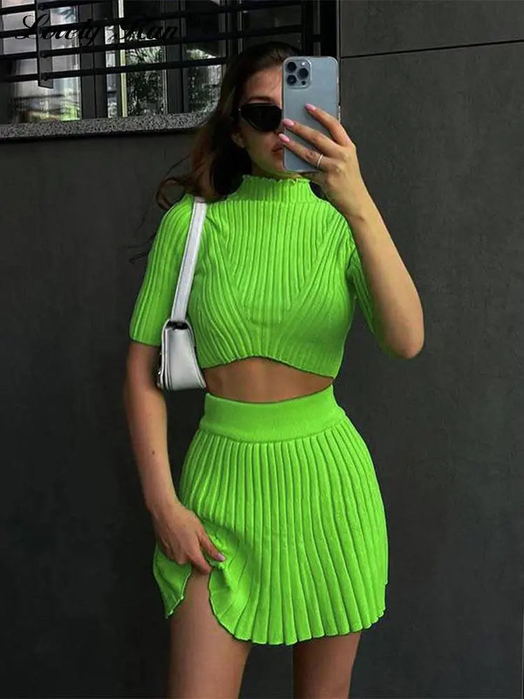 Mini Knit Skirt Suit