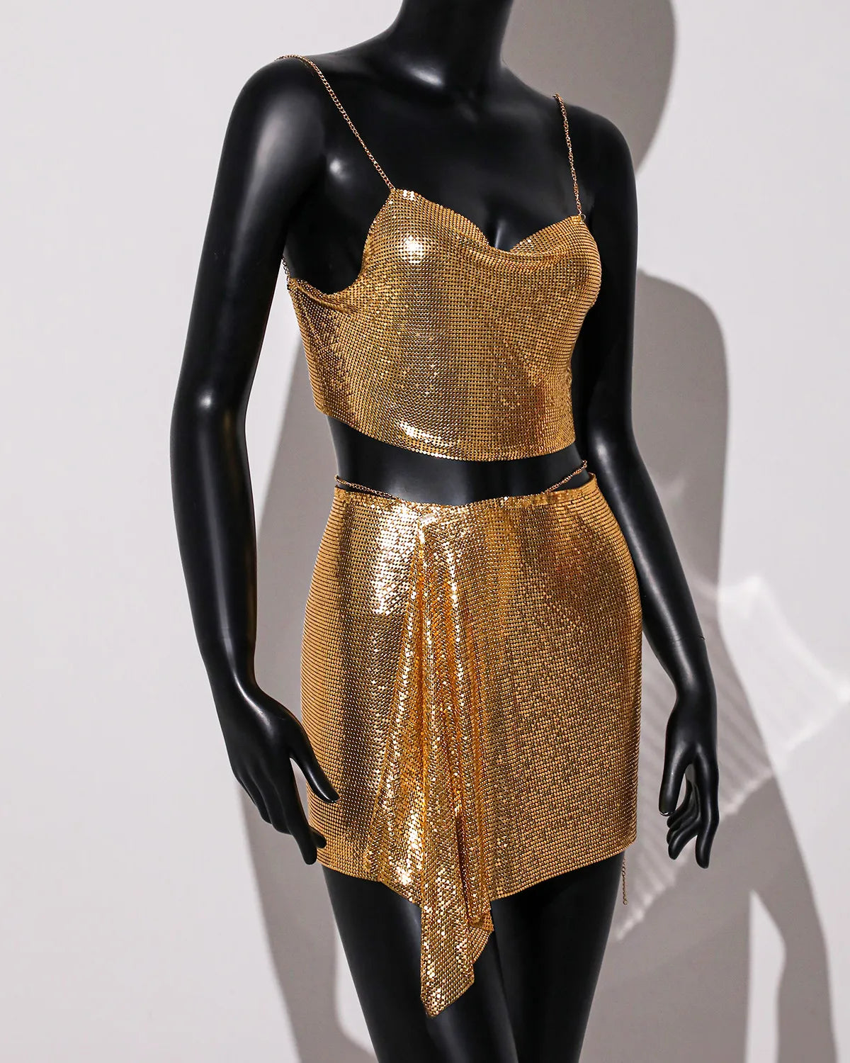 Metal Sequins Sleeveless Halter Set Fashion Streetwear