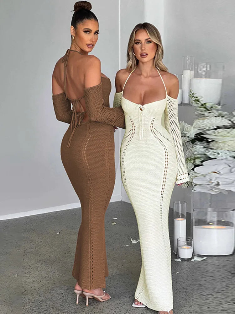 Out Backless Knitted Dress