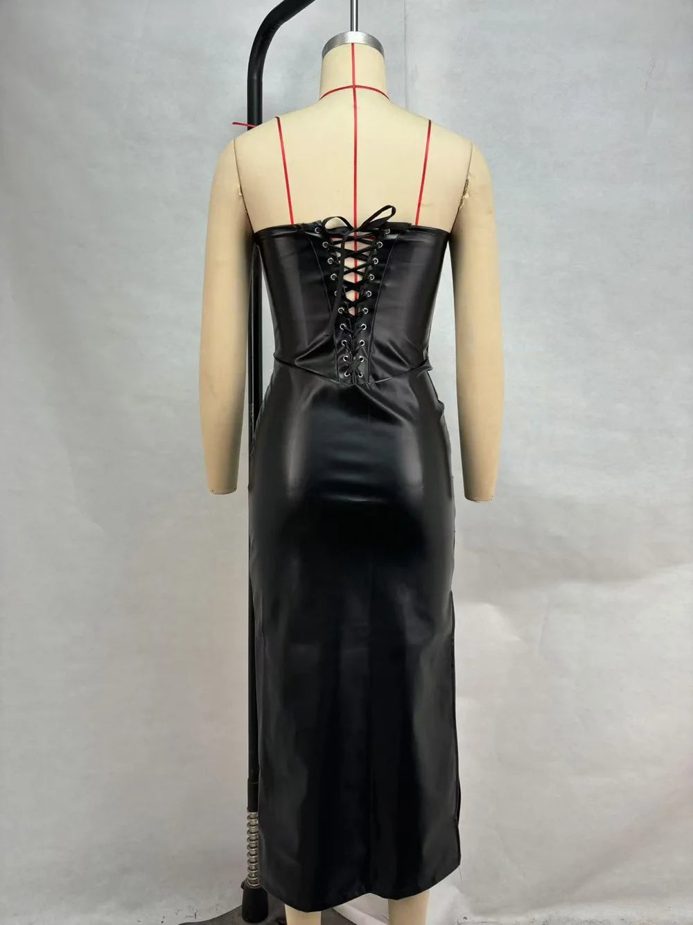 Luxury Leather Strapless Short Dress Chic Womens Summer Sexy Party Waist Curvy Dresses 2025 Evening Red Green Brown Y2K Cocktail