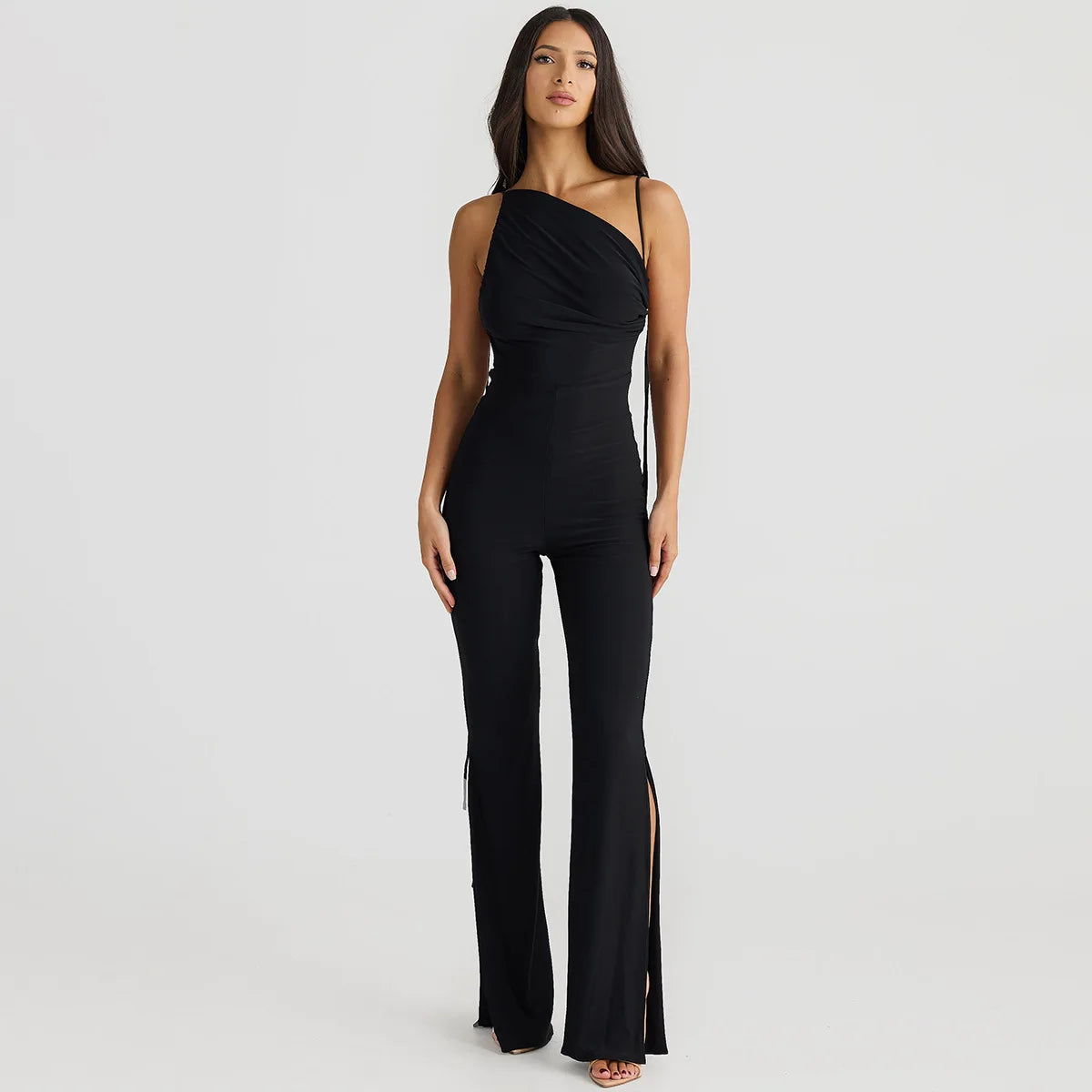 Lace-up Irregularity Long Jumpsuit