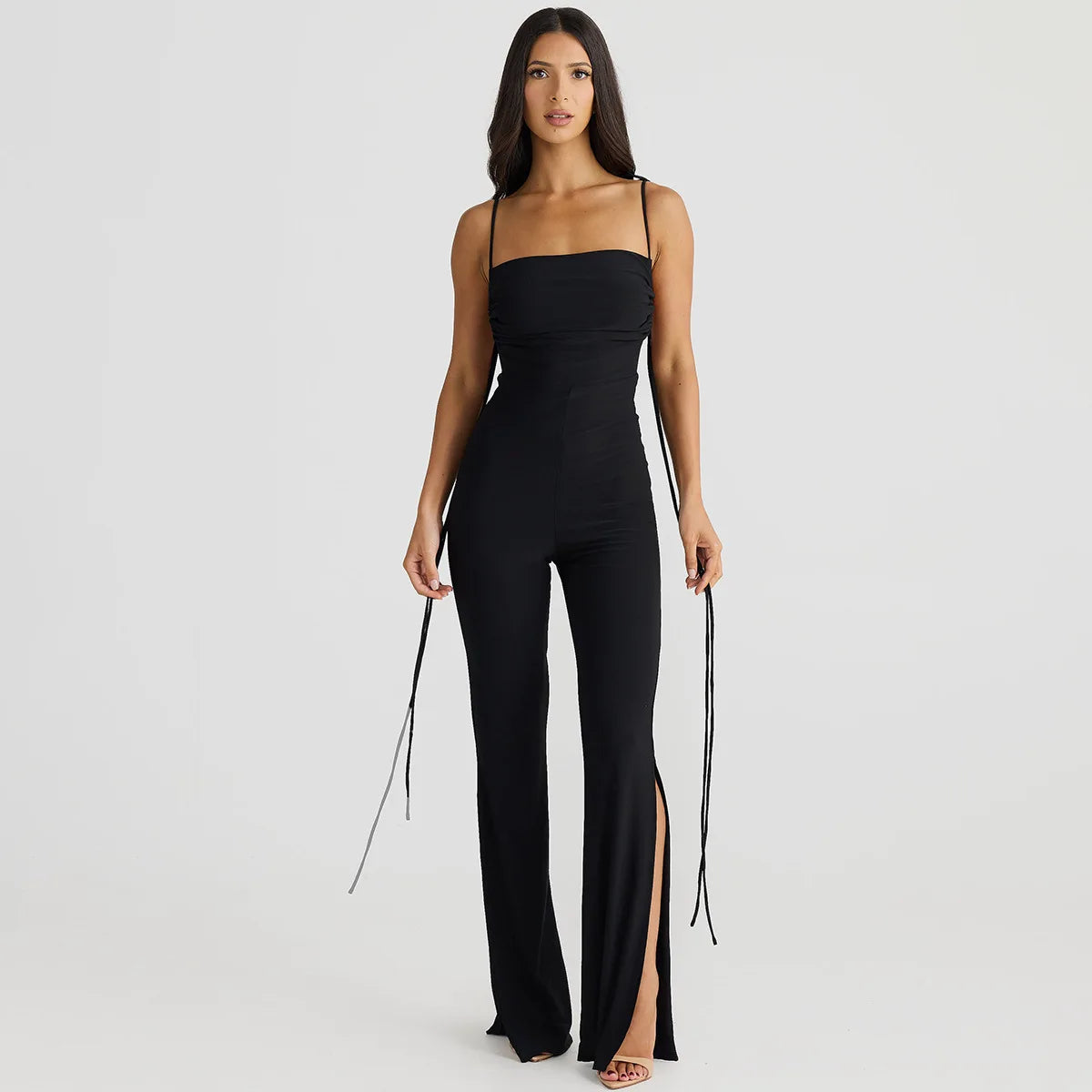 Lace-up Irregularity Long Jumpsuit