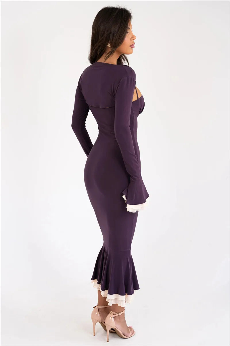 Elegant Square Collar Floor-Length Dress
