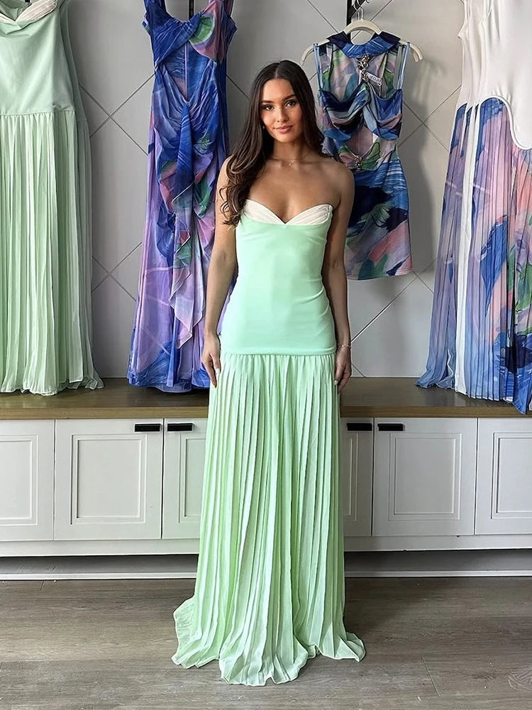 Puss Patchwork Strapless Bodycon dress