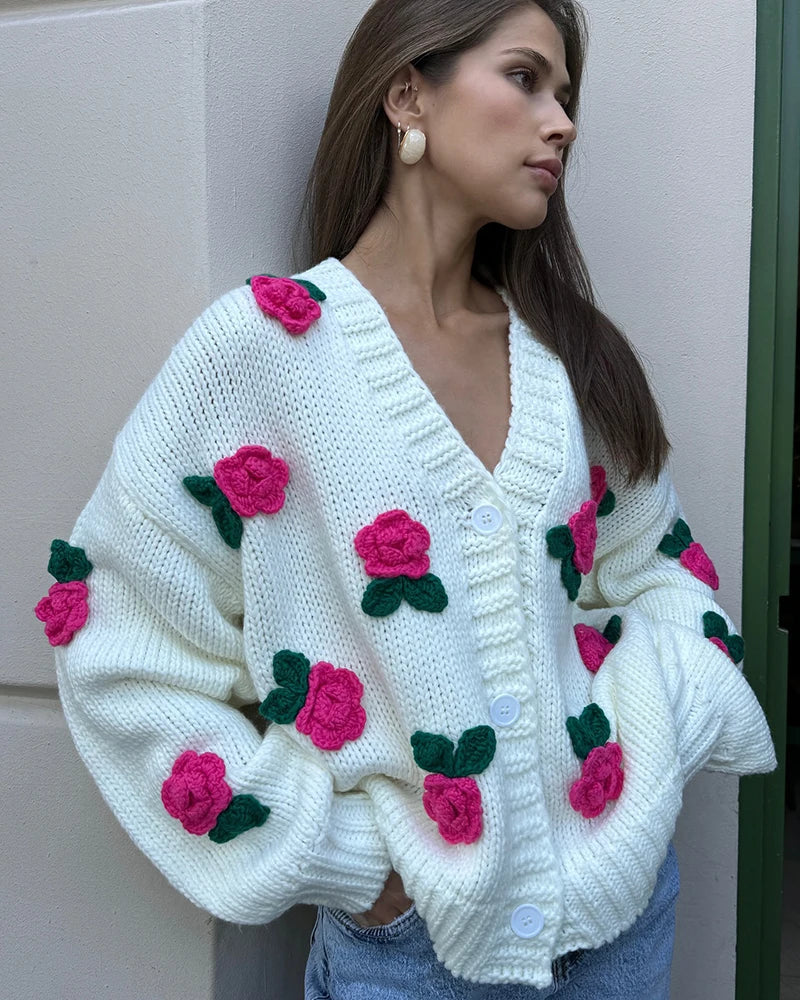 Knit Sweater Cardigans  V Neck Long Sleeve