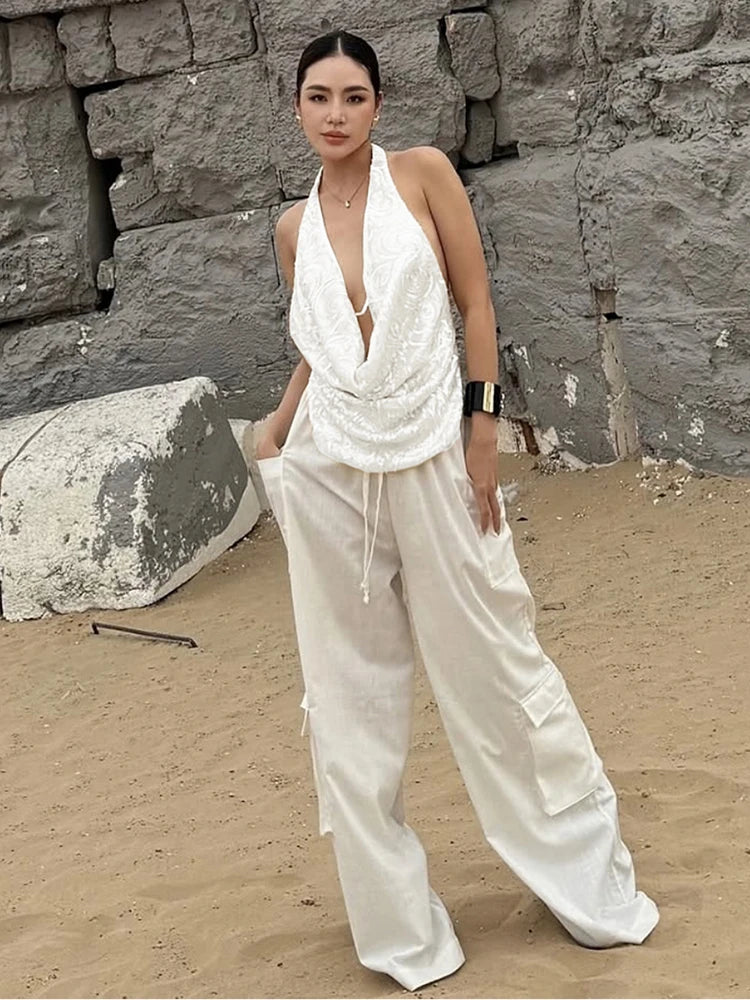 2-Piece Set Swing Collar Arabesques Backless