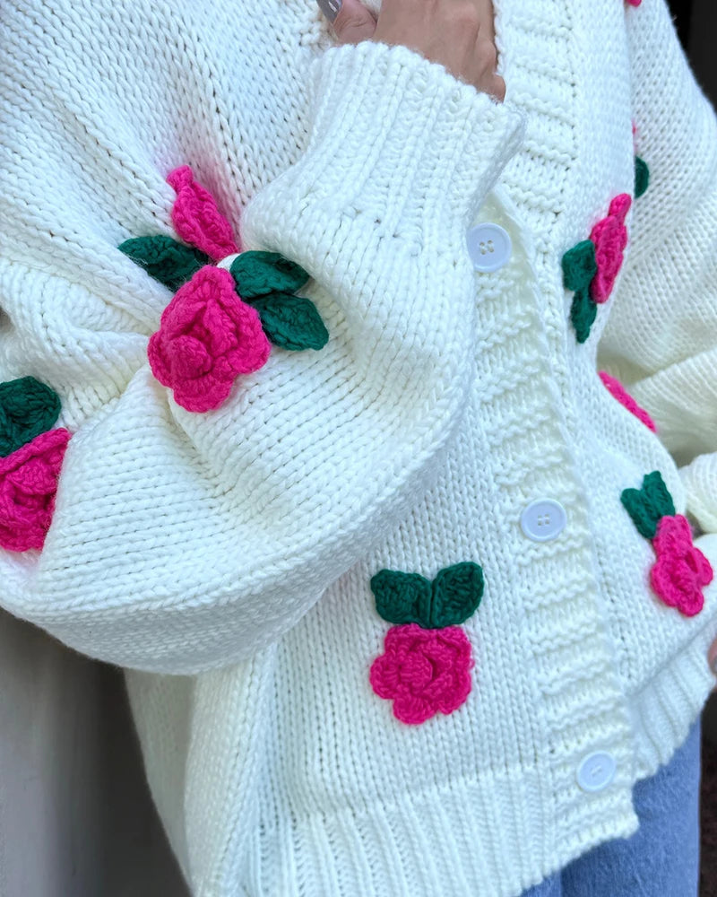 Knit Sweater Cardigans  V Neck Long Sleeve
