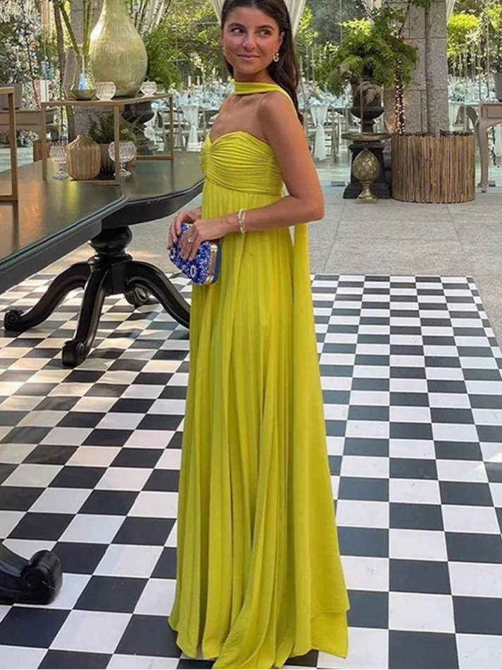 Ribbon Pleated Dresses Lady Evening