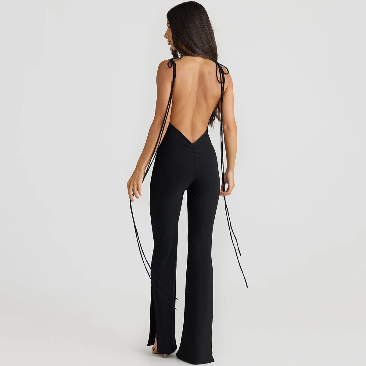 Lace-up Irregularity Long Jumpsuit