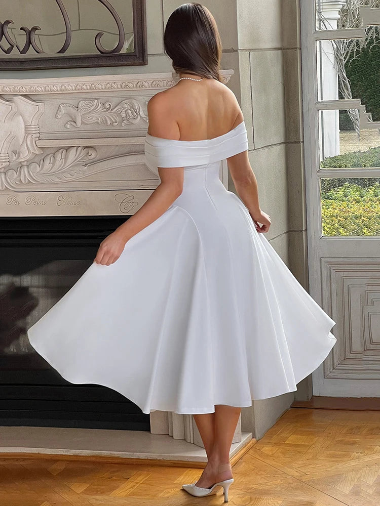 Off-shoulder Backless Midi dress