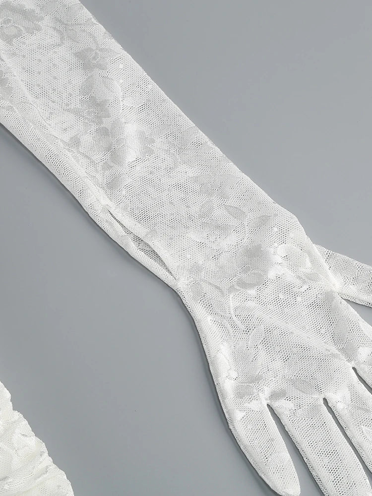 Sexy Gloves Long Sleeves Draped Mini Dress