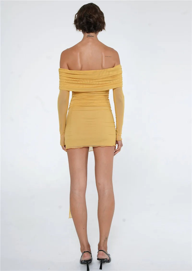 Off-shoulder Long Sleeve Bodycon Dress