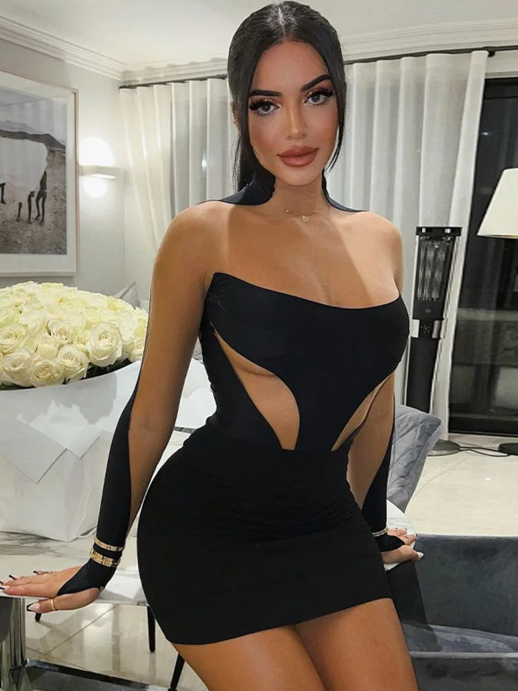 Mesh Patchwork Sexy Mini Dress