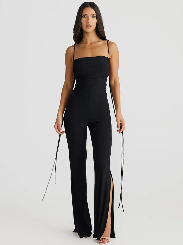 Lace-up Irregularity Long Jumpsuit