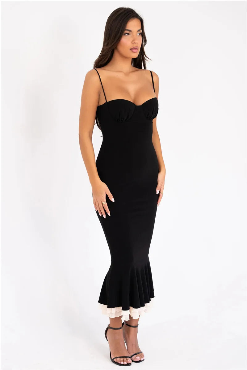 Elegant Square Collar Floor-Length Dress