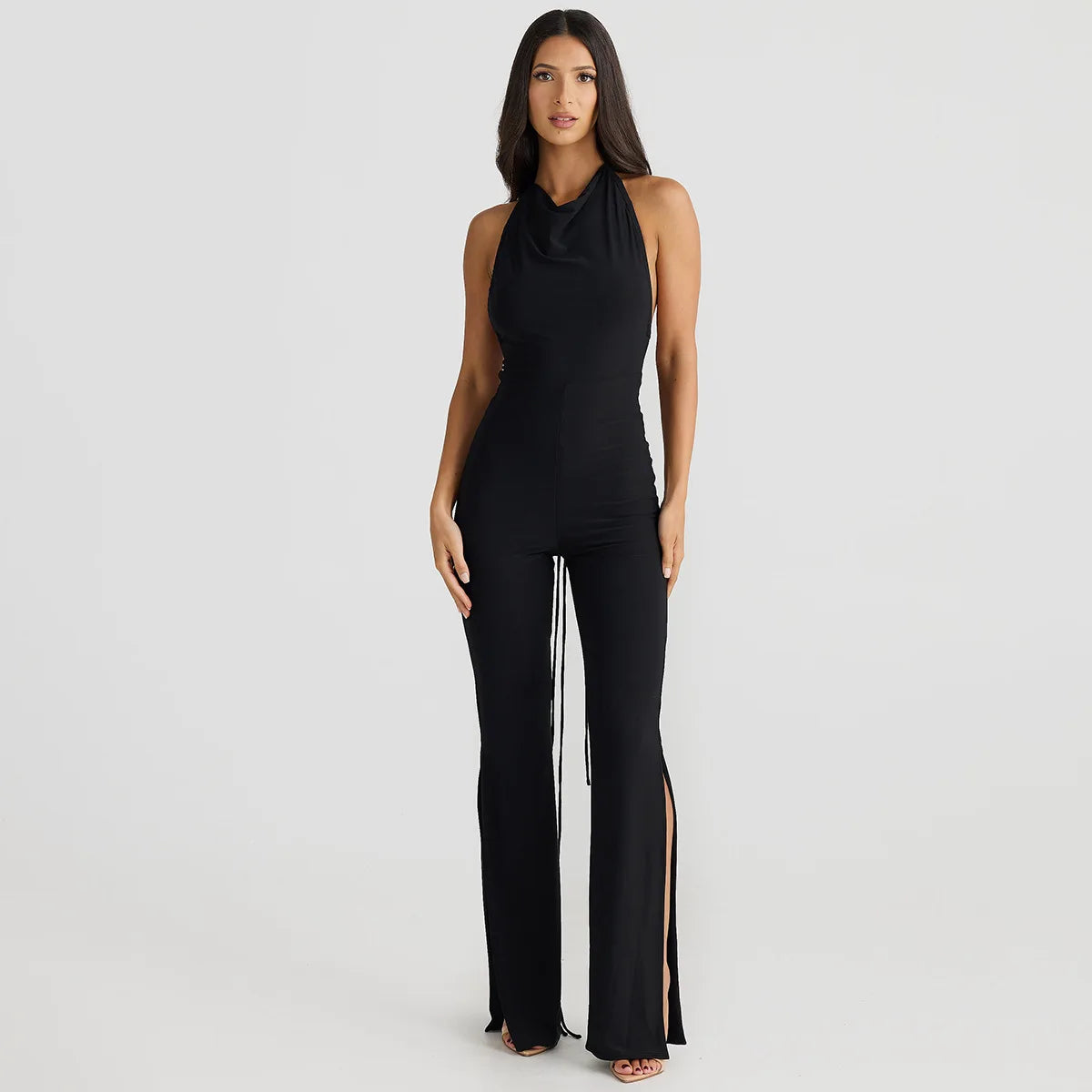 Lace-up Irregularity Long Jumpsuit