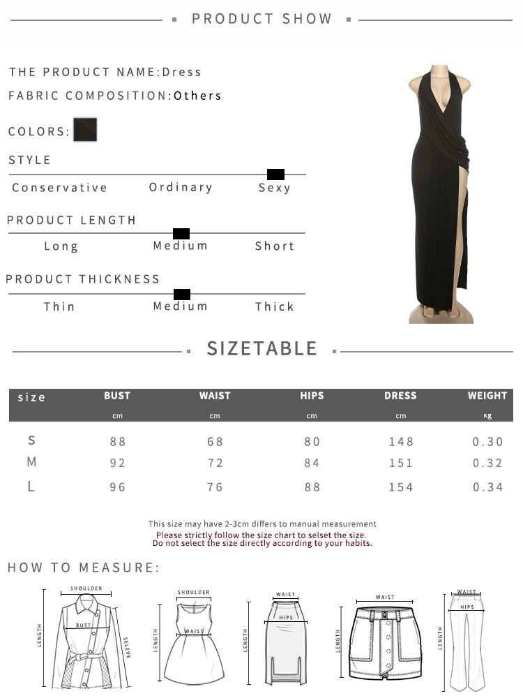 Halter v-Neck Backless Side Slit Dresss
