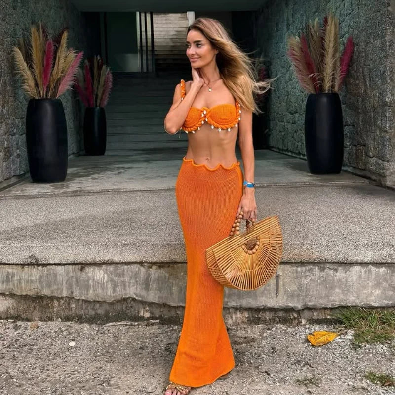 Halter Bikini Skirt Sets Crochet